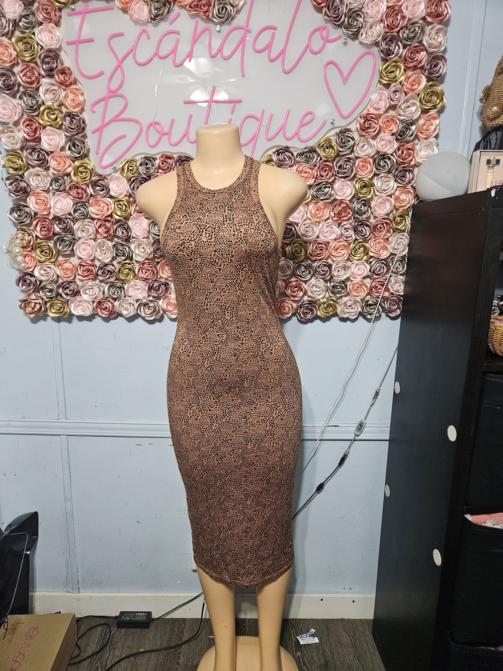 Billabong Brown Printed Sleeveless Midi Dress